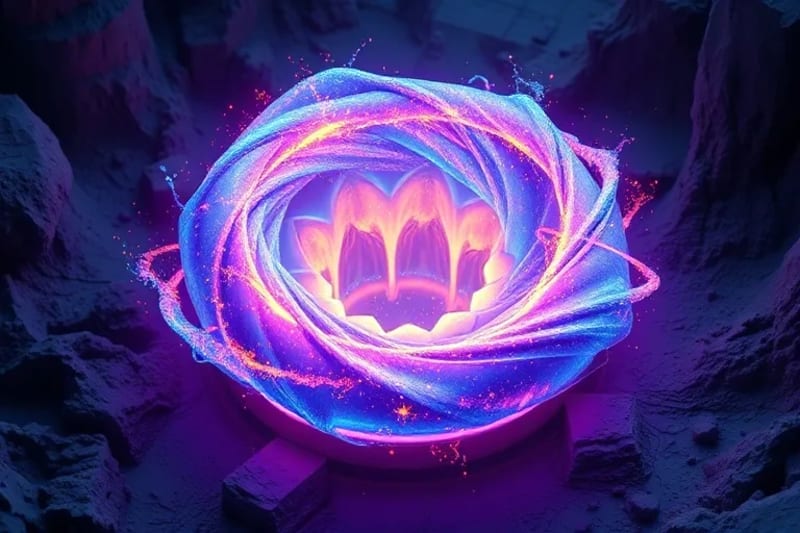 Swirling plasma inside a fusion reactor core