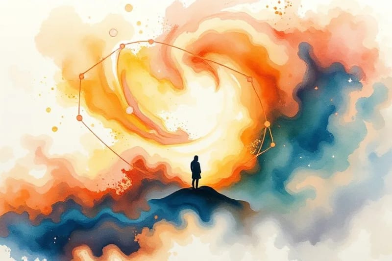 Abstract painting representing digital well-being and inner peace