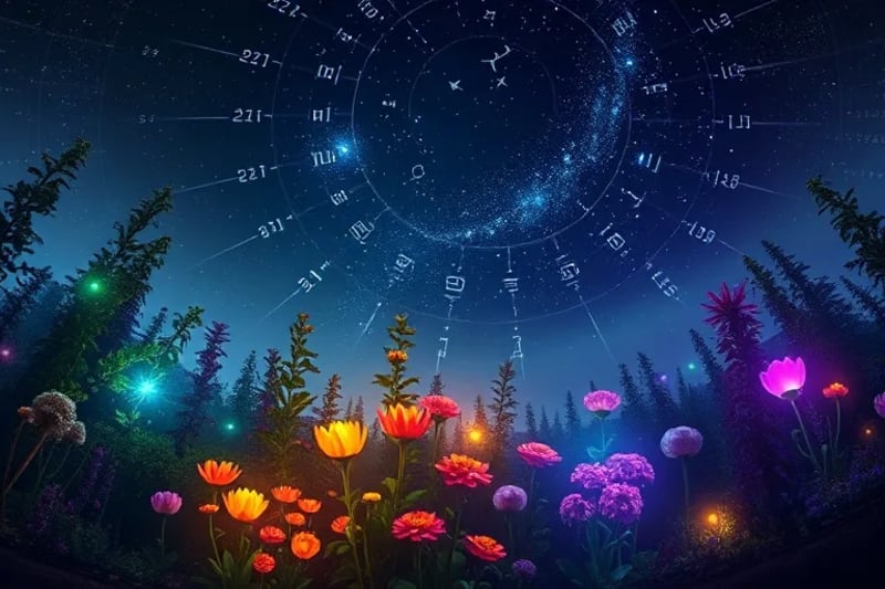 Jardín místico bajo la luz astral