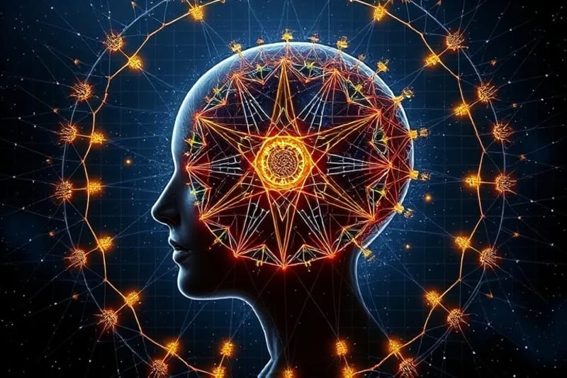 3D render of neural pathways with numbers