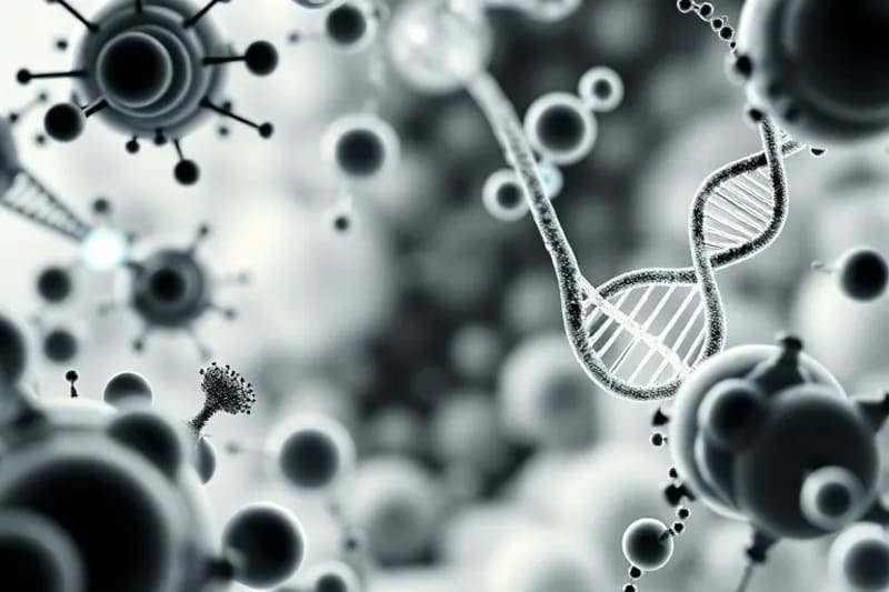Microscopic AI agents analyzing cellular structures for longevity