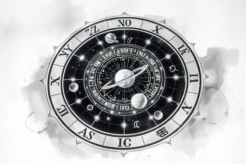 Futuristic data visualization mapping cosmic influences