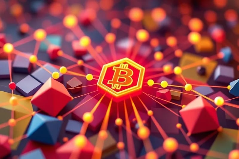 Diagrama de interconexión de sectores sociales con un centro blockchain