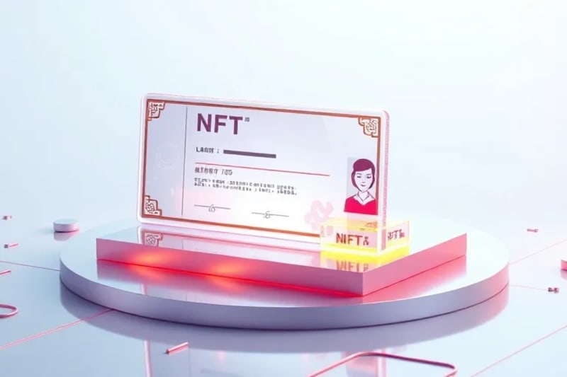 Certificado NFT, icono de avatar y ledger blockchain como símbolos de propiedad digital