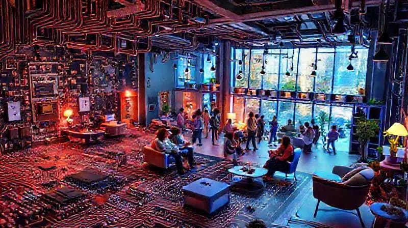Personas interactuando en un espacio comunitario flexible y adaptable