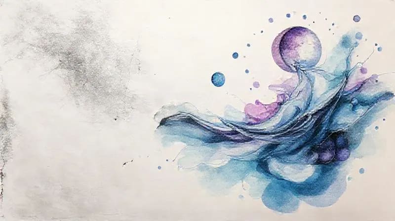 Abstract watercolor depicting emotional states with lunar motifs