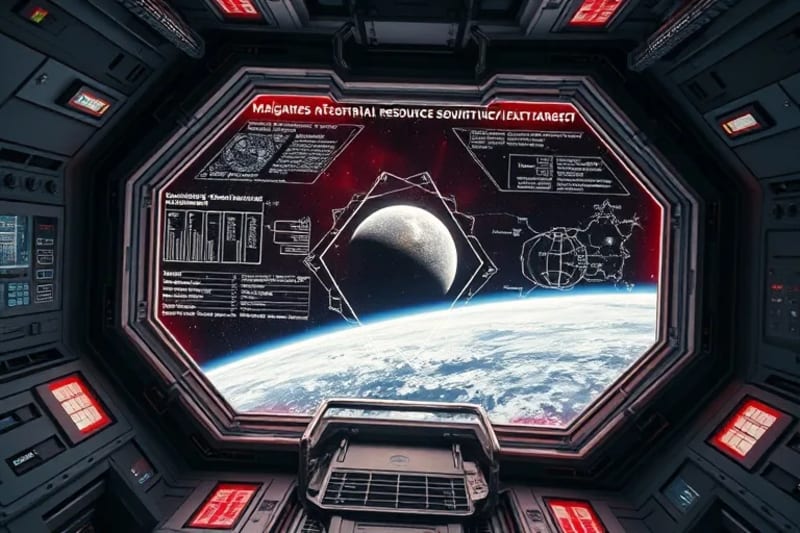 Holographic projection of legal documents in a futuristic space station