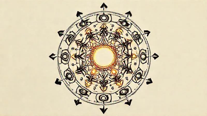 3D render of a glowing mandala with astrological glyphs and psychological symbols