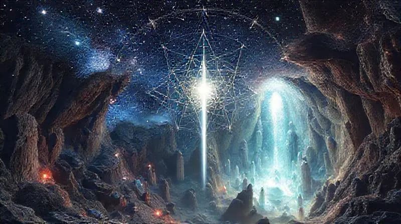 Correspondence: Macrocosm and Microcosm Cosmic landscape mirroring an intricate underground cavern system