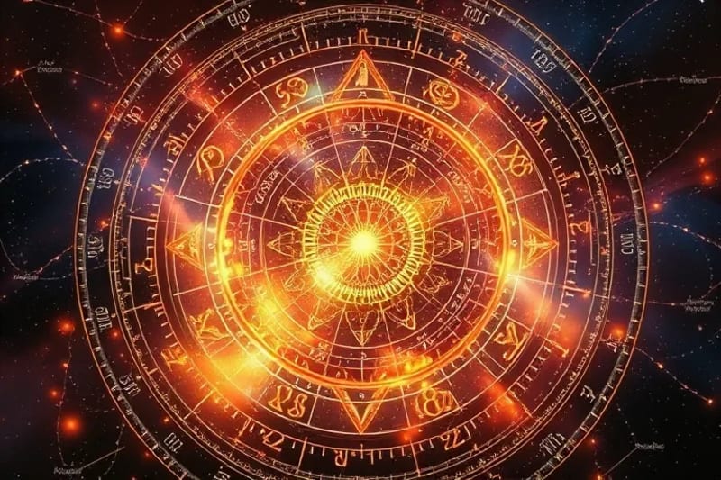 Pintura digital abstracta de hilos luminosos que representan el linaje ancestral y la curación, convergiendo en un núcleo brillante