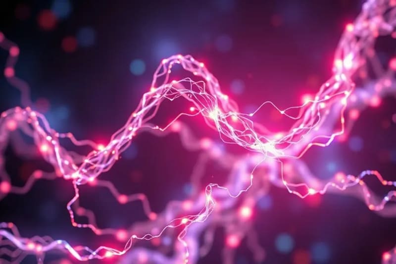 An abstract digital artwork depicting intertwined biological pathways and glowing energy currents, symbolizing the intricate balance of the female endocrine system with vibrant, flowing colors.