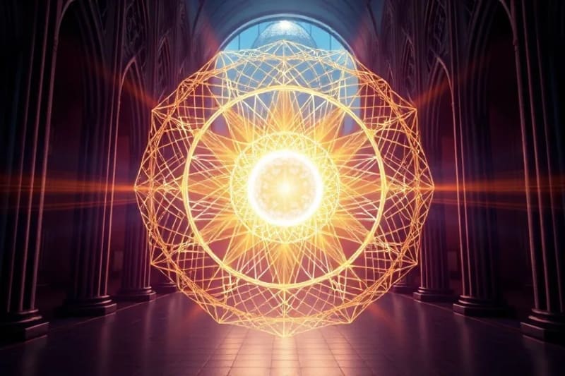 Representación abstracta de la energía cósmica y la interconexión de la realidad