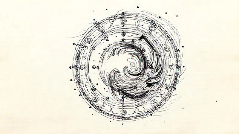 Abstract cosmic energies with Mayan glyphs and binary code