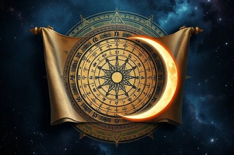 Astrological chart with lunar nodes and ethereal moon
