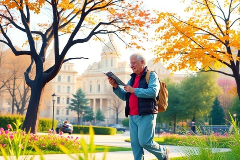 Conceptual watercolor of a person enjoying various healthy activities outdoors