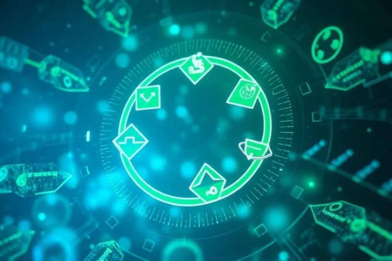 Infographic showing circular economy principles: reduce, reuse, recycle, repair, remanufacture