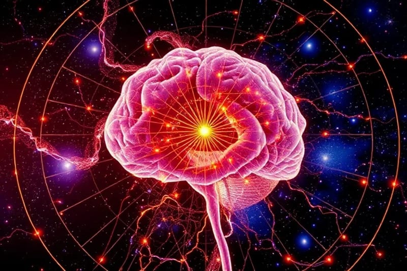 Representación abstracta de redes neuronales y estructuras cósmicas interconectadas.