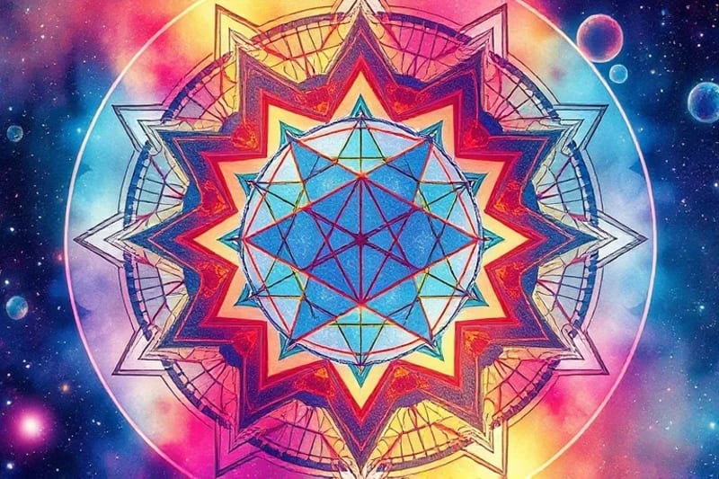 Abstract watercolor of geometric shapes