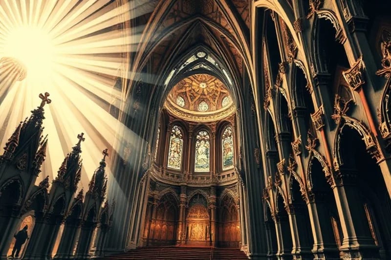 Arquitectura celestial con proporciones divinas y fractales