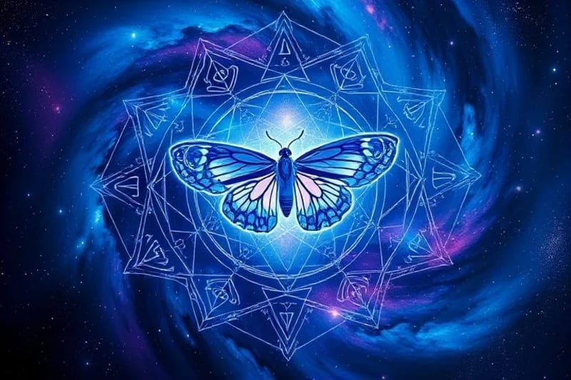 Metamorfosis kármica bajo el velo estelar Chrysalis astrológica en nebulosa