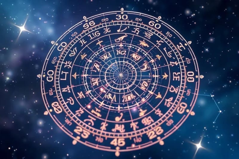 Interfaz holográfica de carta astral con datos