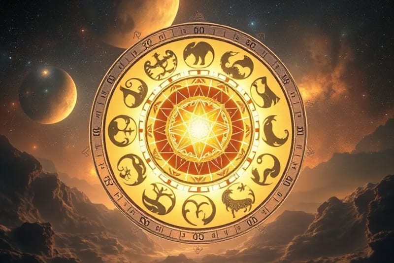 A celestial sphere merging with a Chinese scroll, symbolizing the synthesis of astrological systems.