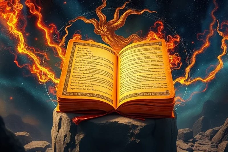 Vórtice de colores y luces mezclando símbolos indígenas y cristianos, representando la convergencia espiritual y la visión profética unificada.