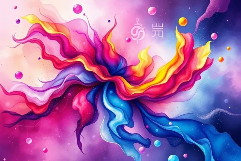 Abstract watercolor of patterns emerging from chaos