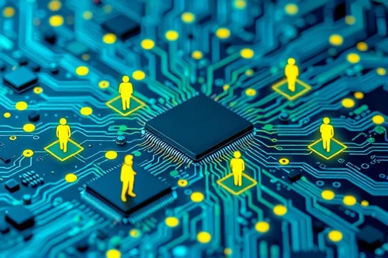 Nodos interconectados de una red descentralizada