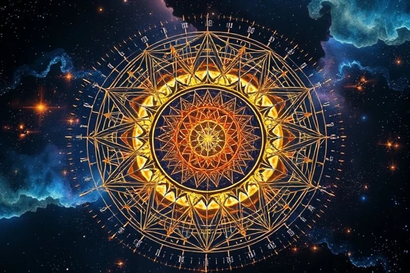 Intricate map of soul's journey with glowing nodes