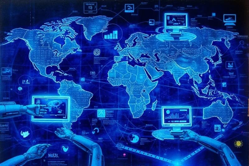 Digital representation of AI analyzing ocean data