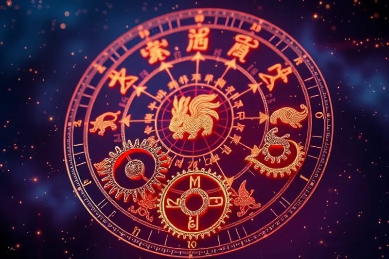 Representación abstracta de engranajes con texturas de animales del zodiaco chino, algunos encajando perfectamente y otros con fricción.