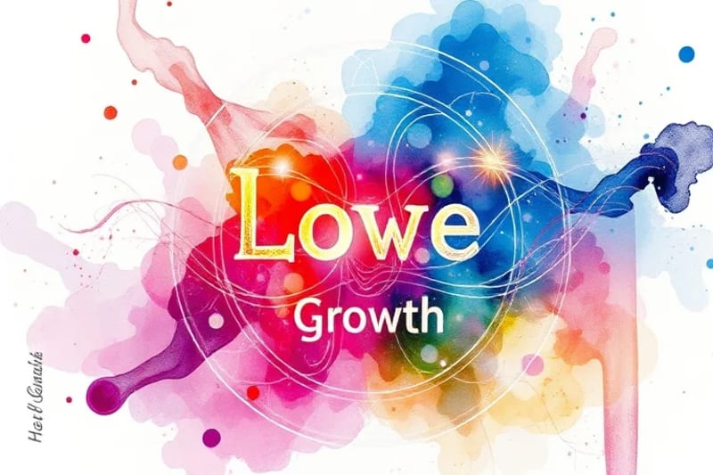 Abstract depiction of words as luminous, interconnected energy threads forming a complex pattern of personal development.