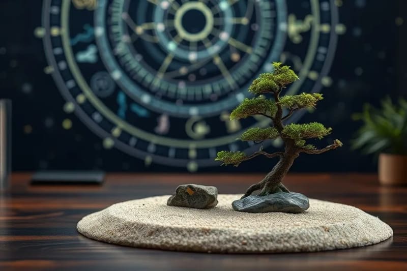 Jardín Zen en miniatura con bonsái