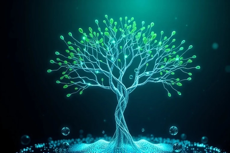 Blockchain network forming a tree with sustainable symbols