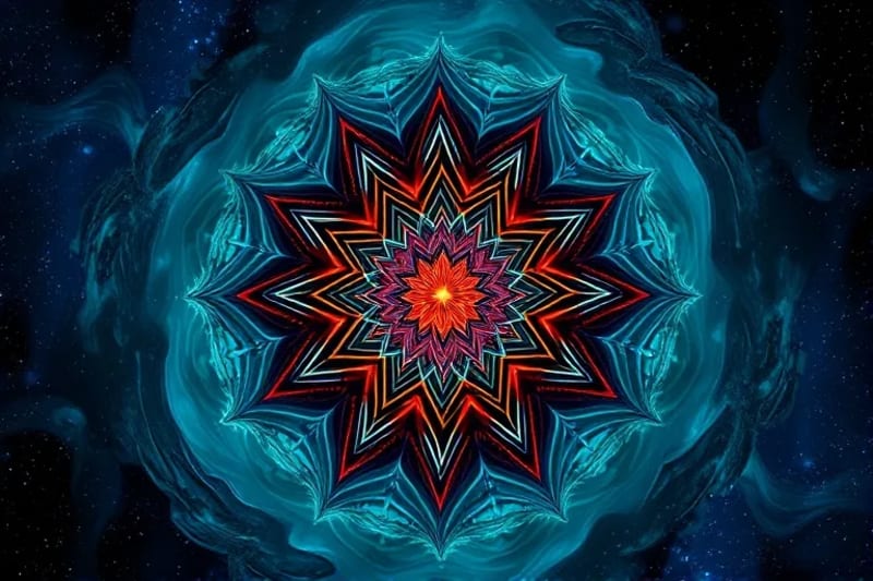 Abstract depiction of emotional regulation with swirling, balanced colors