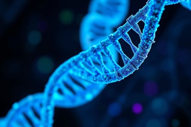 Representación molecular del sistema CRISPR-Cas9 editando ADN