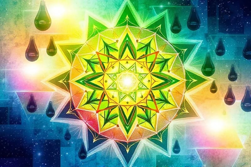 Abstract watercolor painting depicting vibrant energy pathways flowing through an energetic human form, symbolizing internal harmonization.