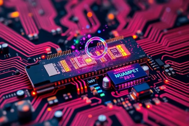 Representación abstracta de una clave criptográfica tradicional rompiéndose bajo una onda cuántica, mientras nuevas estructuras criptográficas emergen para proteger datos.