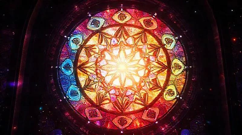 Abstract 3D render of dynamic vibrational frequencies and energy waves forming geometric patterns, symbolizing quantum manifestation.