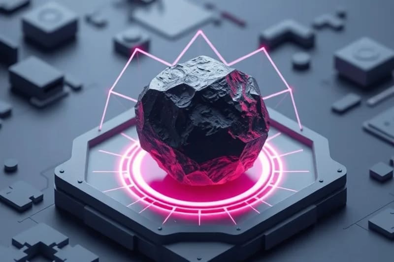 Representación abstracta de un escudo legal interconectado protegiendo un asteroide, simbolizando la gobernanza espacial.