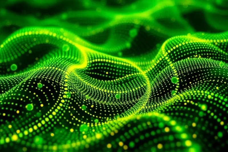 Visualización de una compleja red de algoritmos y flujos de datos interconectados, simbolizando el procesamiento de información en la inteligencia artificial.