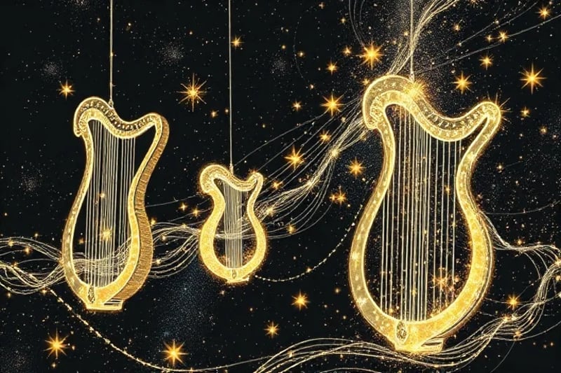 Instrumentos musicales hechos de luz estelar en el espacio