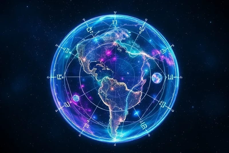 Red de energía bioluminiscente entrelazando raíces de plantas y la Tierra, simbolizando sanación global