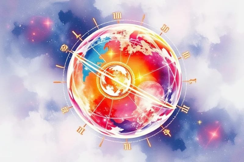 3D render of a stylized globe with planetary orbital lines and data points