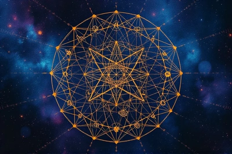 Intricate digital painting of the human psyche with astrological symbols