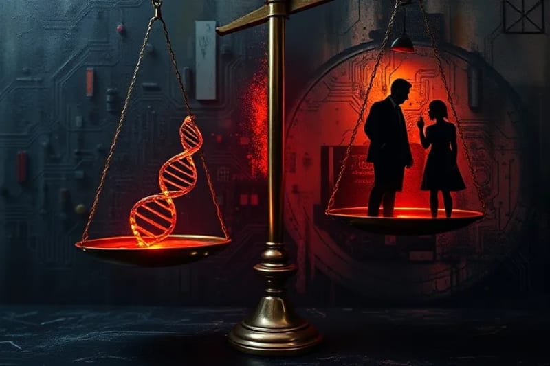 Representación artística del dilema ético entre ciencia y moralidad