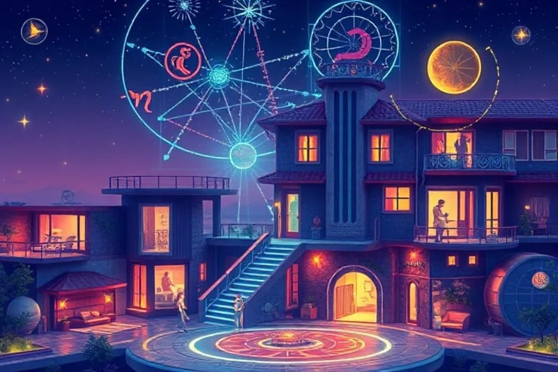 Architectural blueprint with sacred geometry