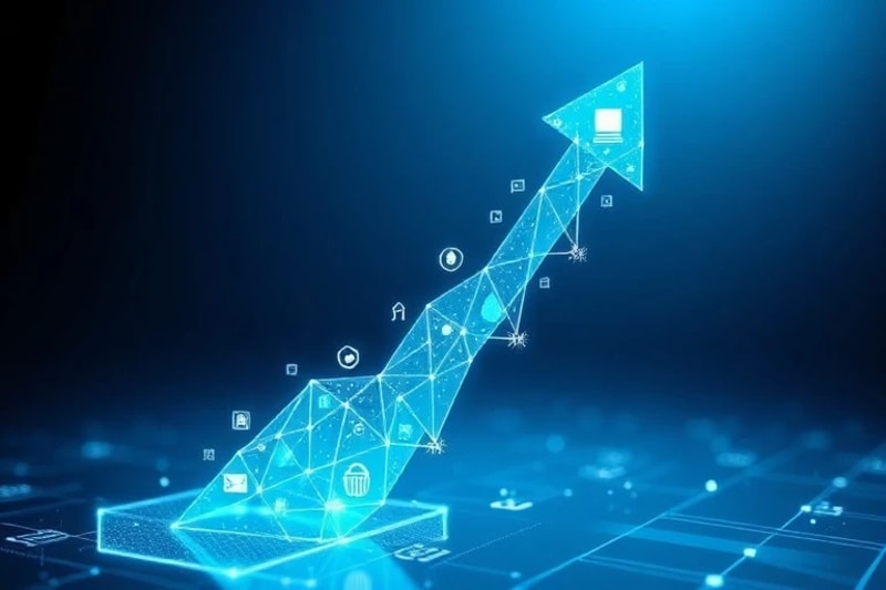 Abstract representation of digital growth and interconnected business processes