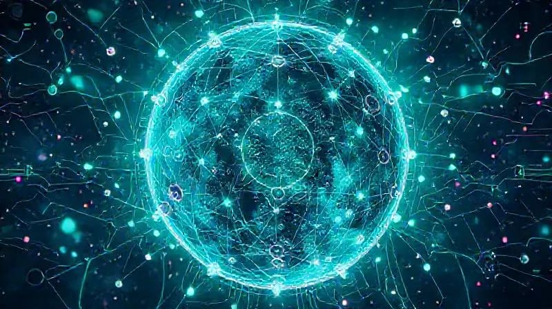 Representación abstracta del flujo de energía digital y la organización de datos